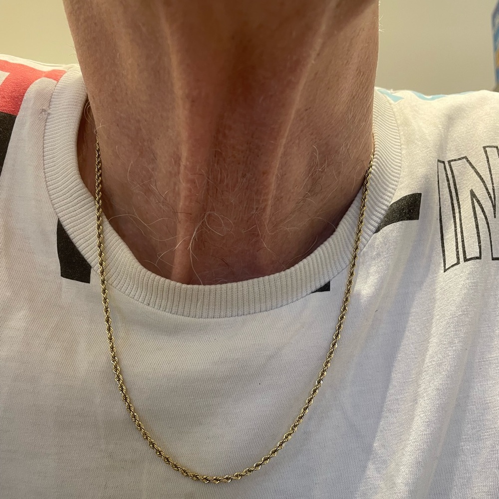 14k Yellow Gold Rope Chain Necklace 22” Unisex